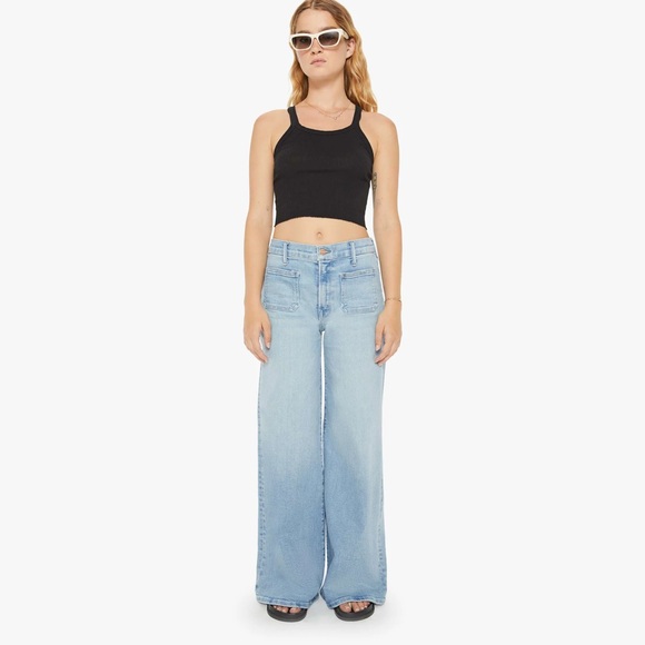 MOTHER The Lil' Patch Pocket Undercover Sneak High Rise Wide Leg Jean Size 25 - Picture 1 of 16